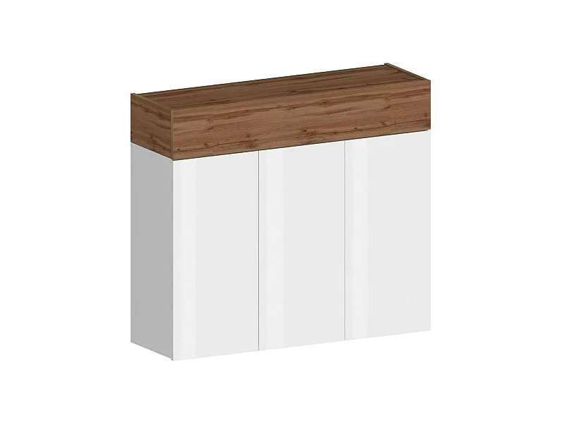 Étagère à chaussures Nick, étagère à chaussures peu encombrante à 4 portes, armoire d'entrée multifonctionnelle, 114x38h100 cm, blanc et chêne