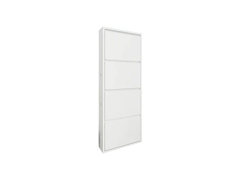 Meuble à chaussures Gonzalo, Meuble à chaussures en métal, Armoire d'entrée polyvalente, Rangement pour chaussures, 50x15h138 cm, Blanc