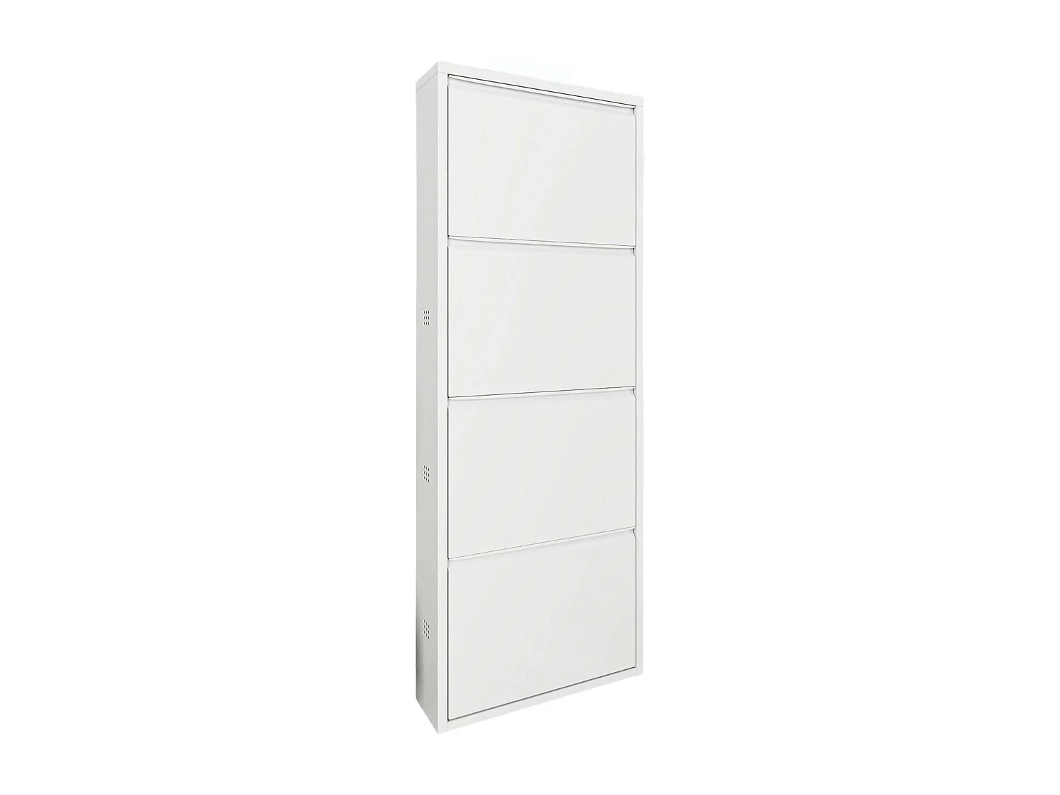 Meuble à chaussures Gonzalo, Meuble à chaussures en métal, Armoire d'entrée polyvalente, Rangement pour chaussures, 50x15h138 cm, Blanc