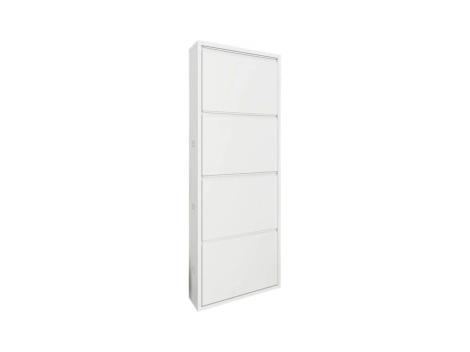 Meuble à chaussures Gonzalo, Meuble à chaussures en métal, Armoire d'entrée polyvalente, Rangement pour chaussures, 50x15h138 cm, Blanc