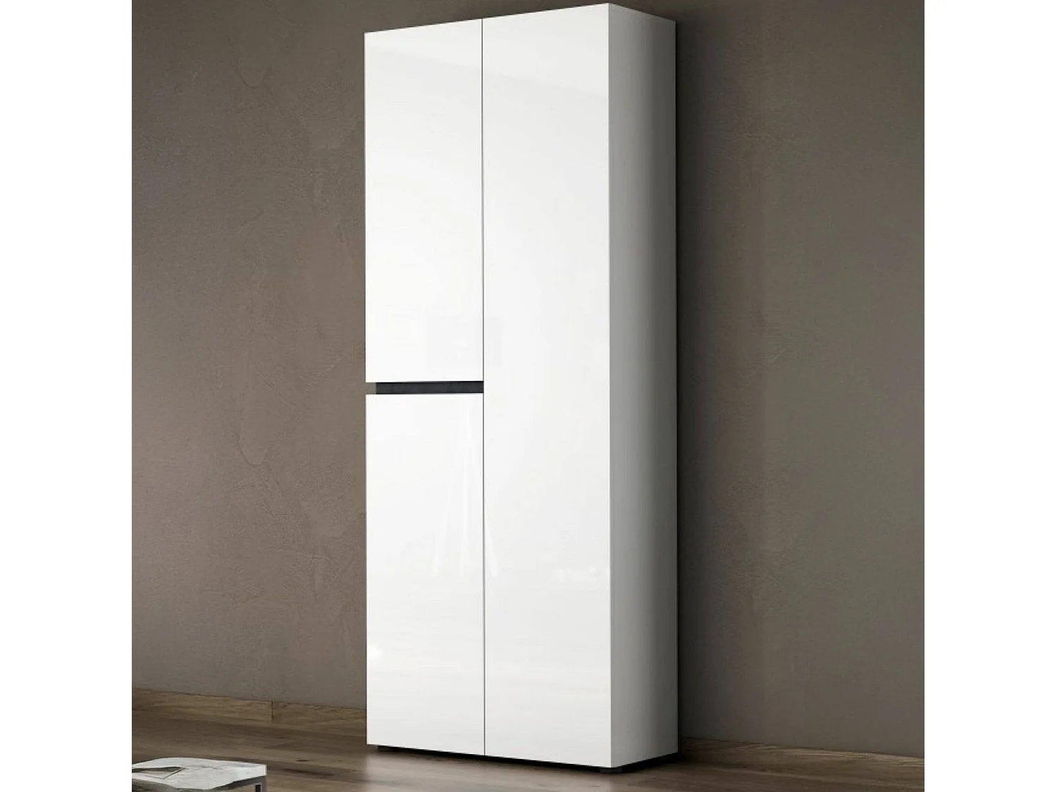 Scarpiera Baiso, 10 Ripiani Made in Italy, 34x80x200h cm Bianco Lucido, Mobile Portascarpe