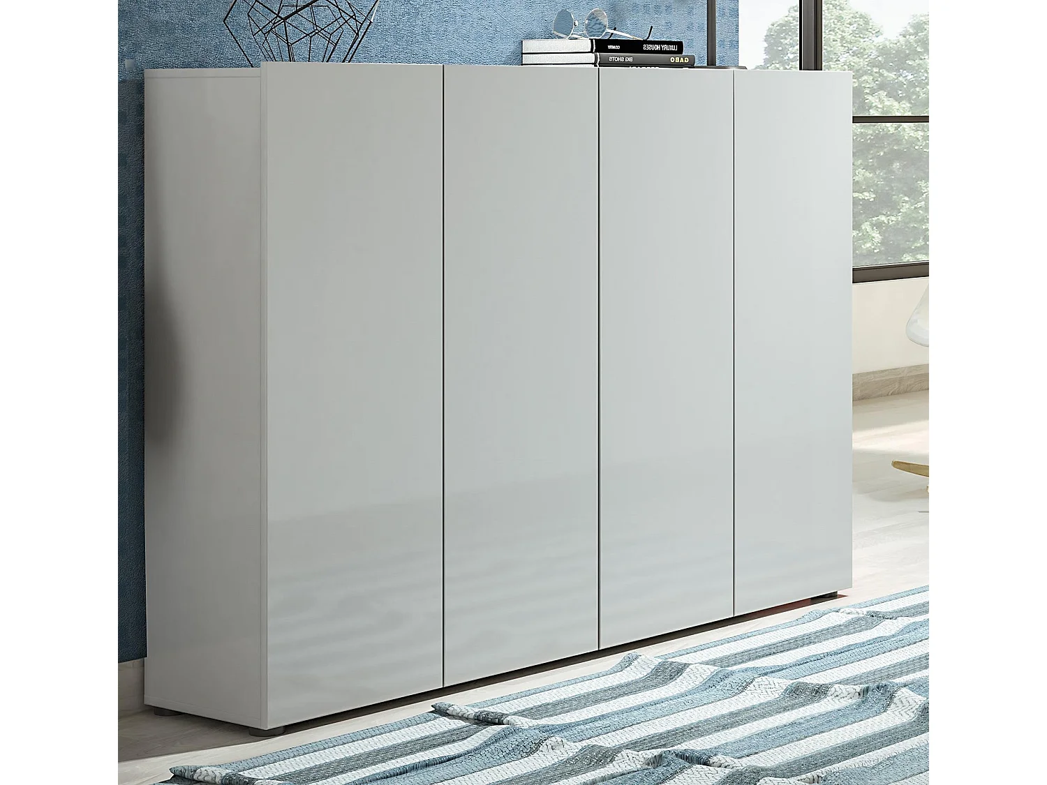 Meuble à chaussures Uitenhage, Meuble à chaussures, Armoire d'entrée polyvalente, Rangement pour chaussures, Made in Italy, 160x34h115 cm, Gris