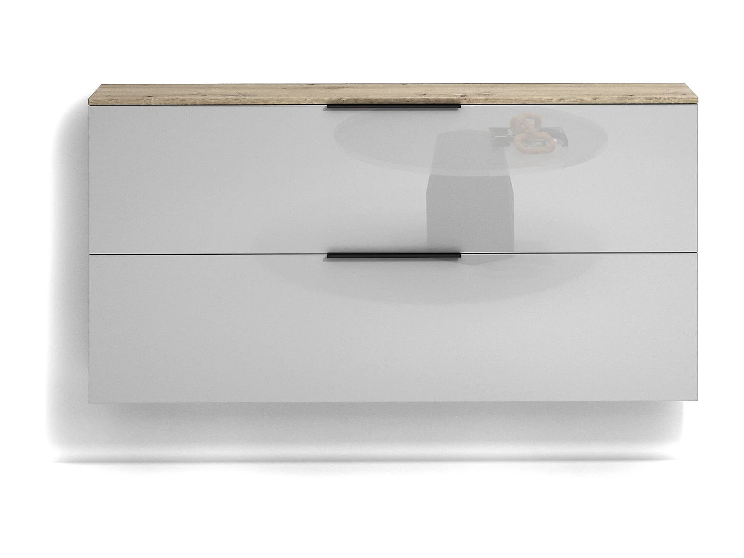 Sapateira Dfurlanett, Sapateira, Armário de entrada multiuso, Armário para calçado, Made in Italy, 160x19h80 cm, Antracite polido e carvalho