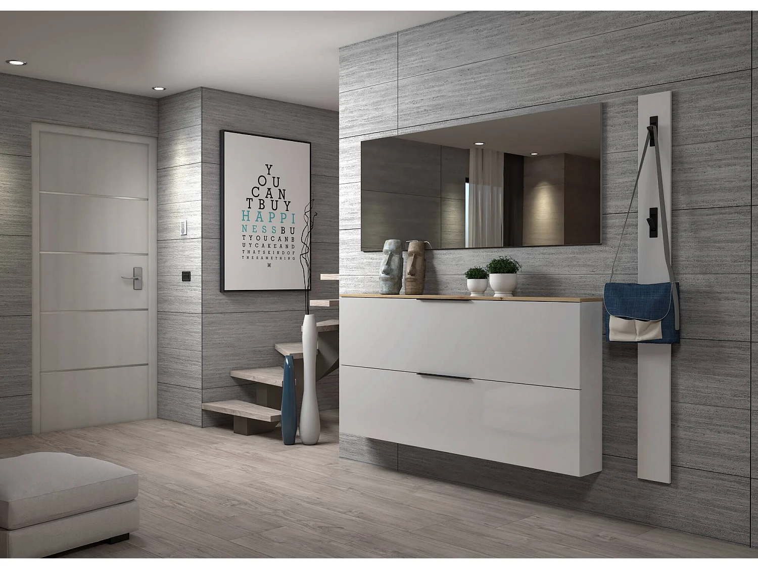 Scarpiera Achiko, Cassetti Made in Italy, 19x160x80h cm Nero Lucido, Mobile Portascarpe