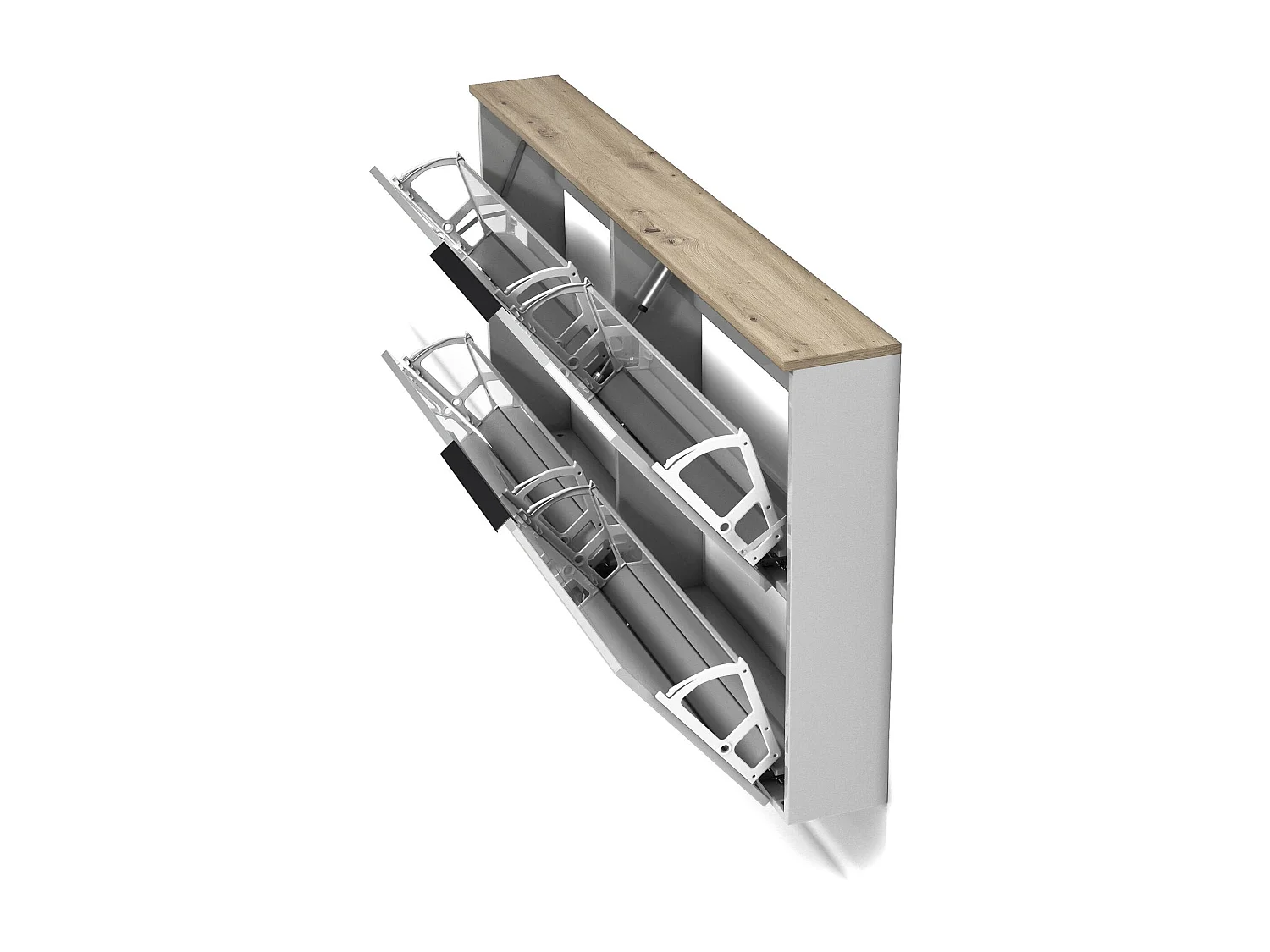 Scarpiera Achiko, Cassetti Made in Italy, 19x160x80h cm Nero Lucido, Mobile Portascarpe