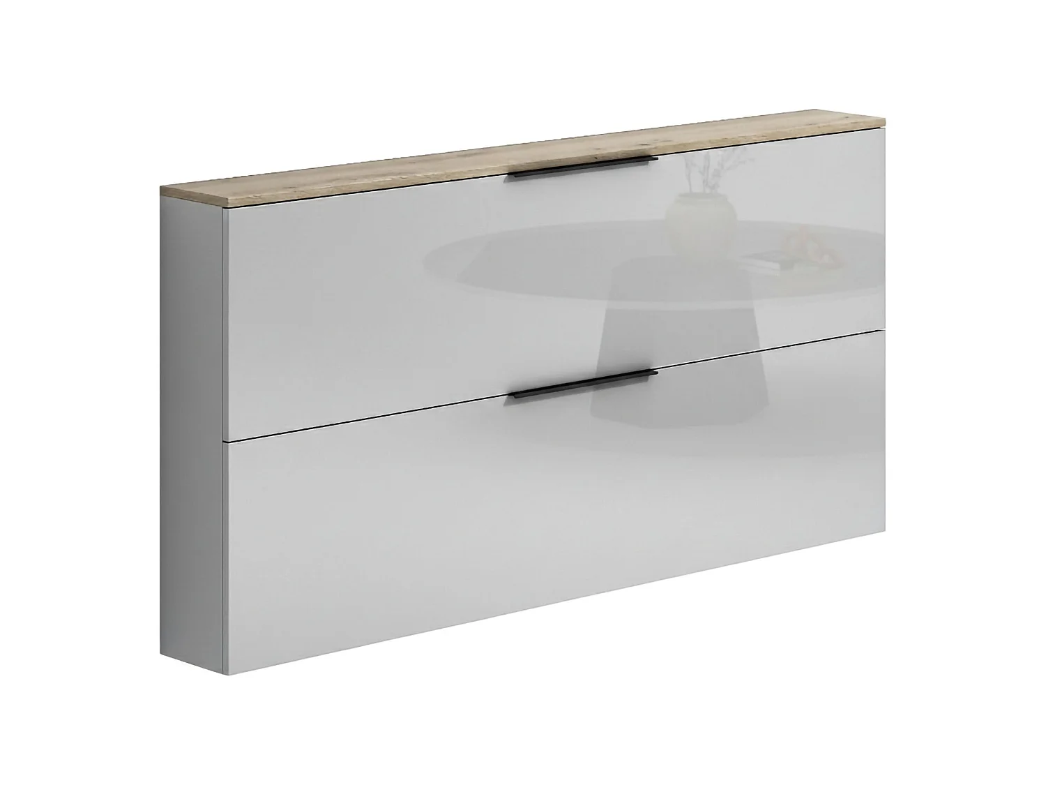 Scarpiera Achiko, Cassetti Made in Italy, 19x160x80h cm Nero Lucido, Mobile Portascarpe