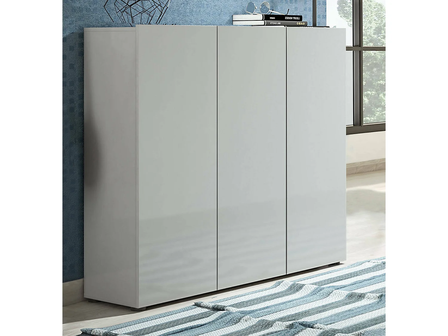 Schuhschrank Ddickman, Schuhregal, Mehrzweck-Eingangsgarderobe, Möbel für Schuhe, Made in Italy, 120x34h115 cm, Grau