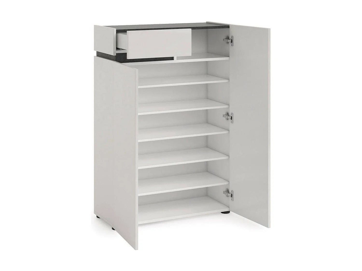 Scarpiera Badolato, Mobile portascarpe, Armadio da ingresso multiuso, Mobiletto per calzature, Made in Italy, 80x34h115 cm, Bianco lucido e Antracite