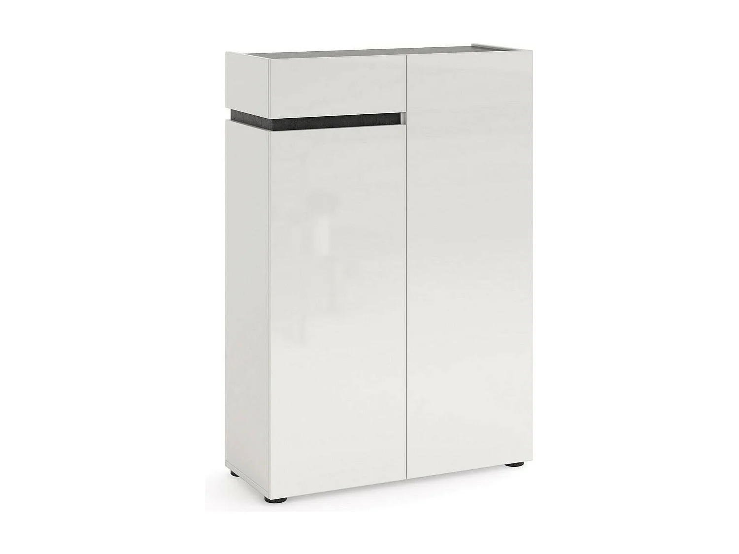 Scarpiera Badolato, un Cassetto Made in Italy, 34x80x115h cm Bianco Lucido, Mobile Portascarpe