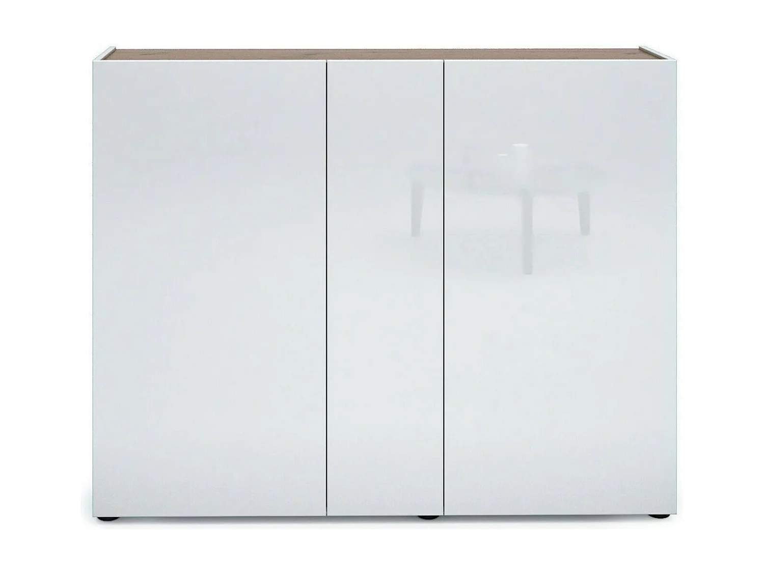 Meuble à chaussures Letaba, Meuble à chaussures, Armoire d'entrée polyvalente, Rangement pour chaussures, Made in Italy, 145x35h115 cm, Blanc brillant et chêne