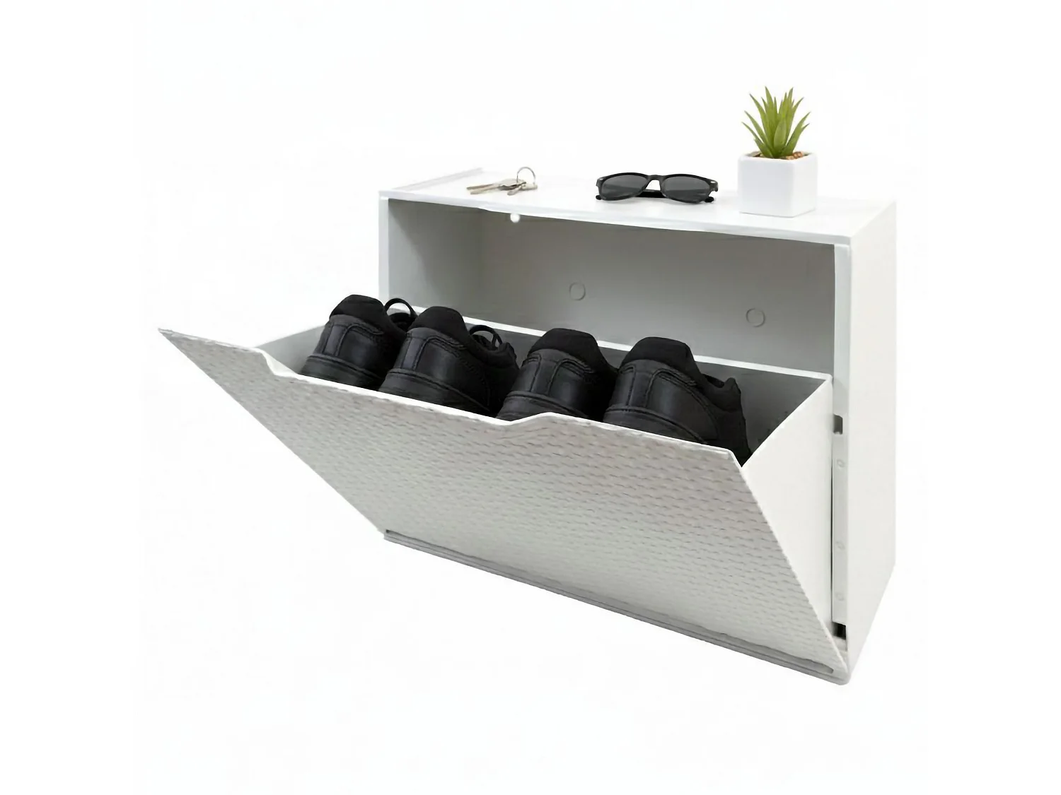 Darmitan schoenenrek, ruimtebesparende schoenenrek, inkomschoenenrek, schoenenrek met 1 deur, 100% Made in Italy, 51x17h40 cm, Wit
