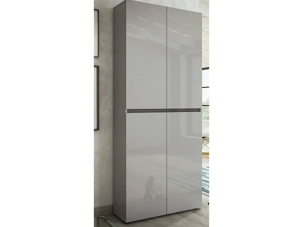 Ddjimsit Schoenenrek, Schoenenkast, Multifunctionele Entreekast, Schoeiselkast,Gemaakt in Italië, 80x34h200 cm, Grijs