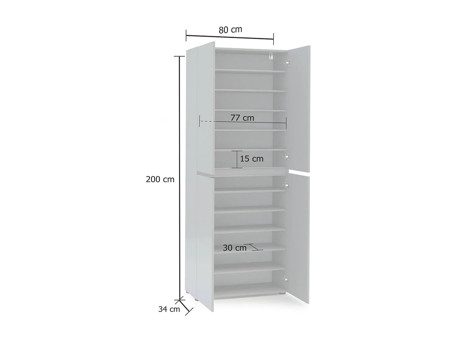 Meuble à chaussures Alberton, Meuble à chaussures, Armoire d'entrée polyvalente, Rangement pour chaussures, Made in Italy, 80x34h200 cm, Gris