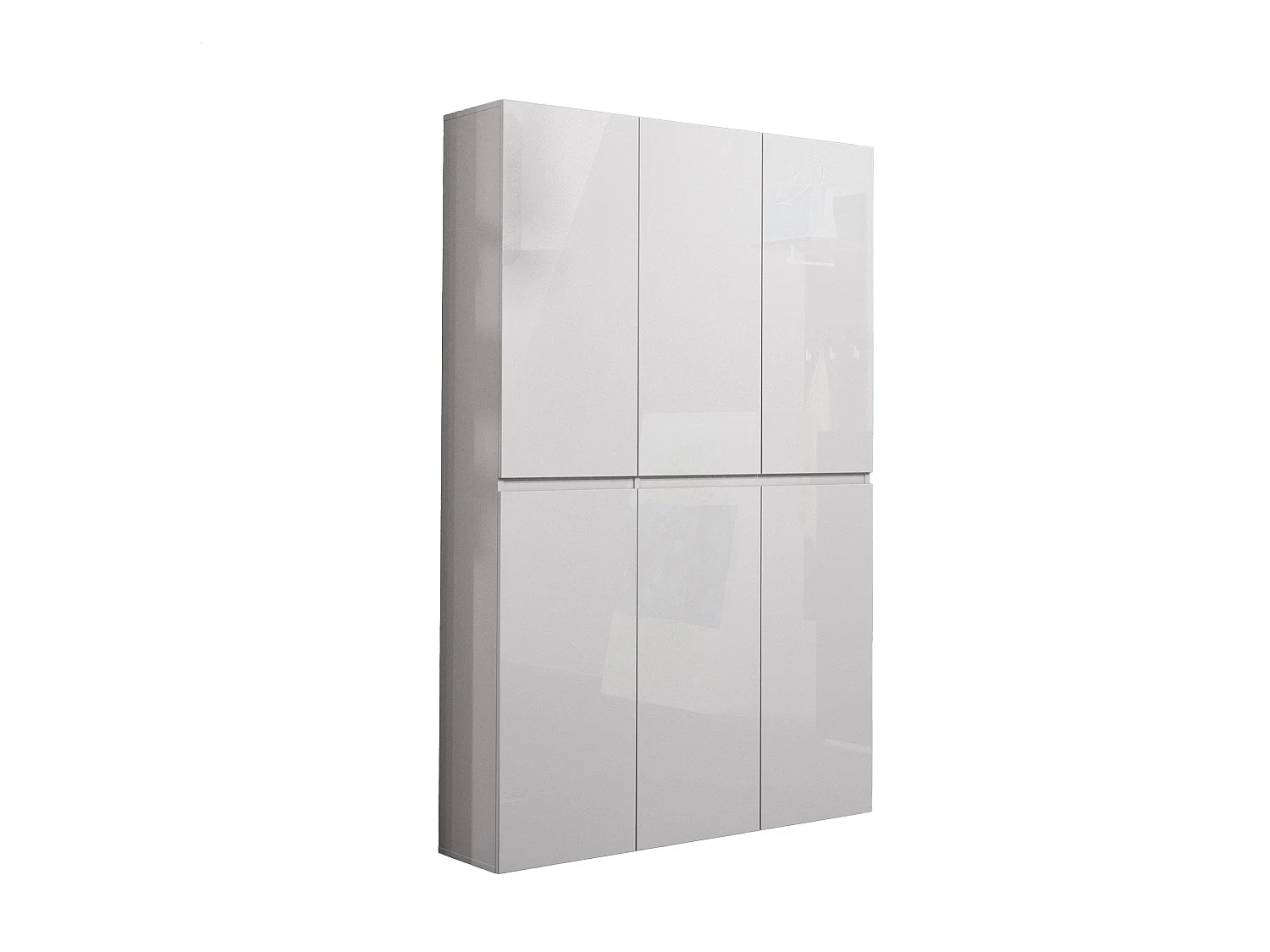 Sapateira Ddomingue, Sapateira, Guarda-roupa da ingResso multiuso, Armário para calçado, Made in Italy, 122x34h200 cm, Branco brilhante