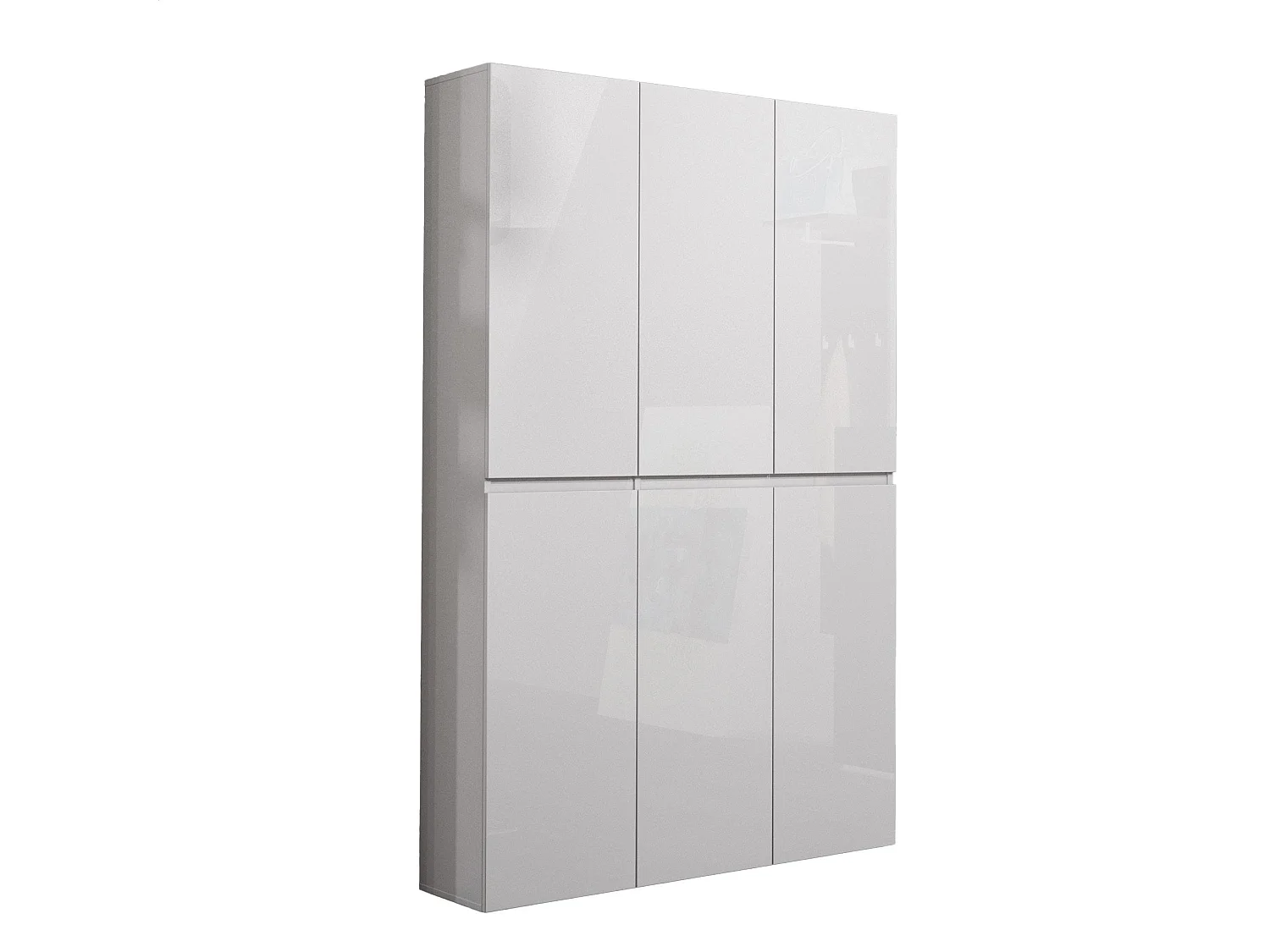 Meuble à chaussures Paarl, Meuble à chaussures, Armoire d'entrée polyvalente, Rangement pour chaussures, Made in Italy, 122x34h200 cm, Blanc brillant