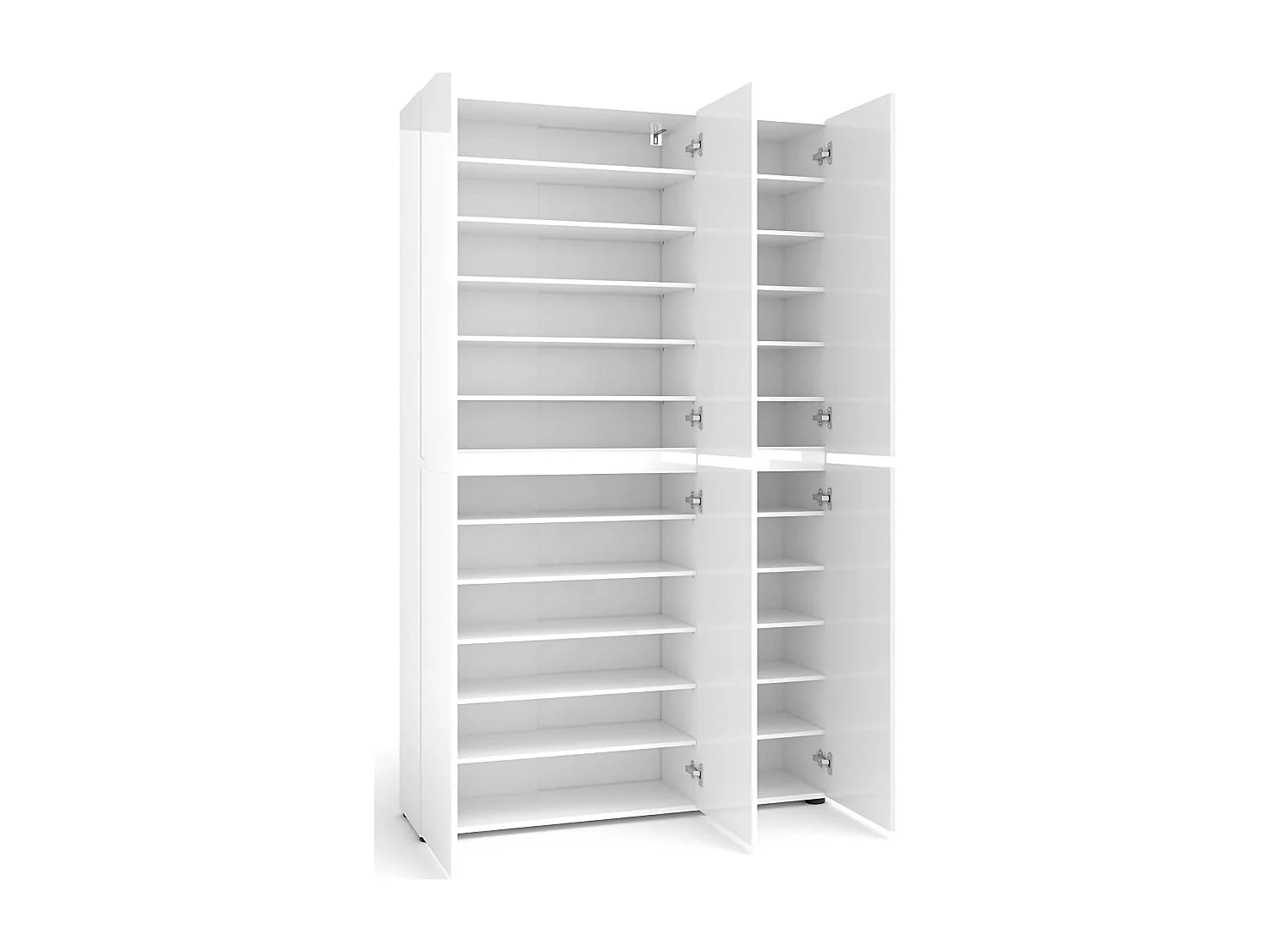 Meuble à chaussures Paarl, Meuble à chaussures, Armoire d'entrée polyvalente, Rangement pour chaussures, Made in Italy, 122x34h200 cm, Blanc brillant