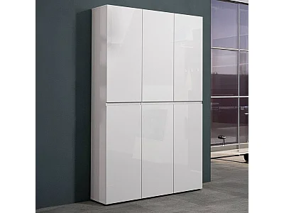 Zapatero Ddomingue, Zapatero, Armario de entrada multiusos, Zapatero, Made in Italy, 122x34h200 cm, Blanco brillante