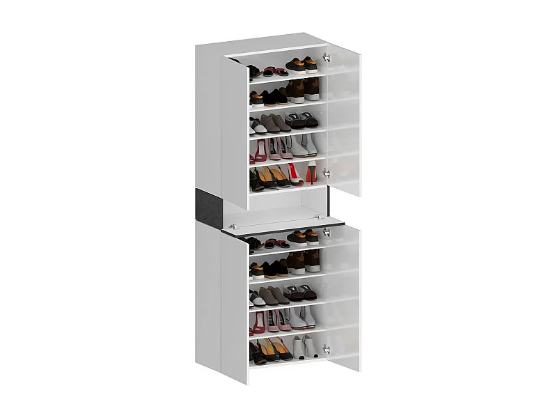 Dcandelar Schoenenrek, 5-deurs Ruimtebesparend Schoenenrek, Multifunctionele Entreekast, 76x38h200 cm, Wit en Leisteen