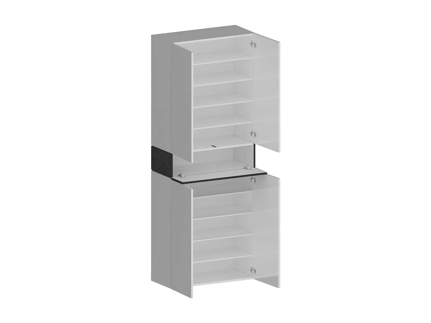 Étagère à chaussures Moris, étagère à chaussures peu encombrante à 5 portes, armoire d'entrée multifonctionnelle, 76x38h200 cm, Blanc et Ardoise