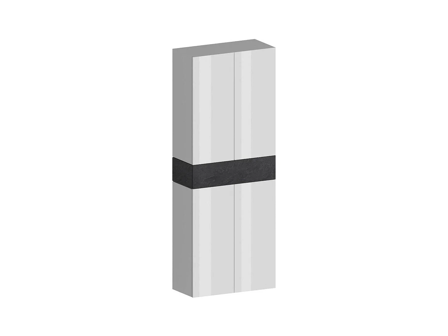 Étagère à chaussures Moris, étagère à chaussures peu encombrante à 5 portes, armoire d'entrée multifonctionnelle, 76x38h200 cm, Blanc et Ardoise
