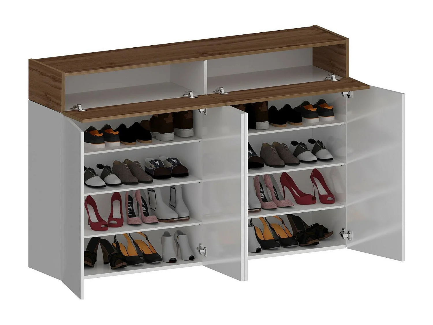 Schuhregal Dcandrev, platzsparendes schuhregal mit 6 türen, multifunktionale eingangsgarderobe, 154 x 38 x 100 cm, weiÃŸ und eiche