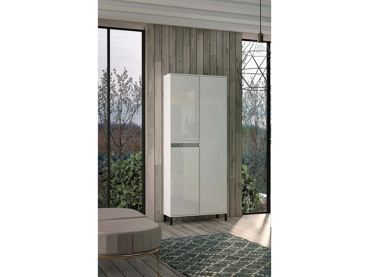 Schuhschrank Dcalhanogl, Schuhregal, Mehrzweck-Eingangsgarderobe, Möbel für Schuhe,  Italy, 81x34h200 cm, Glänzendes WeiÃŸ und Anthrazit