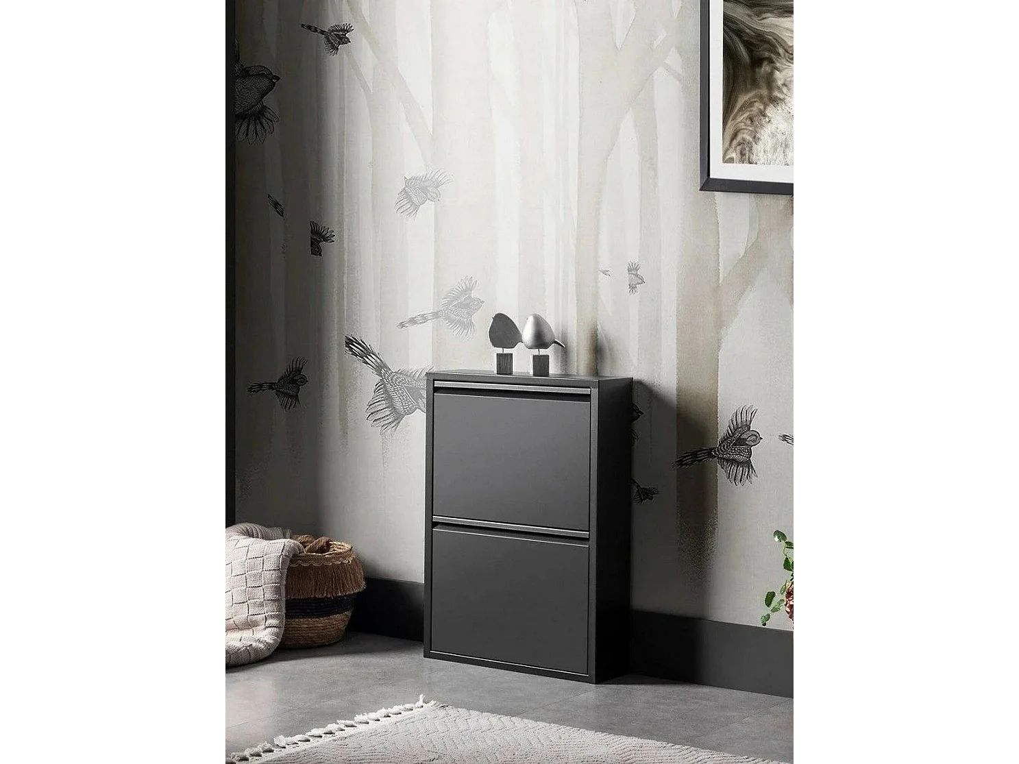 Meuble à chaussures Ezequiel, Meuble à chaussures en métal, Armoire d'entrée polyvalente, Rangement pour chaussures, 50x15h71 cm, Noir