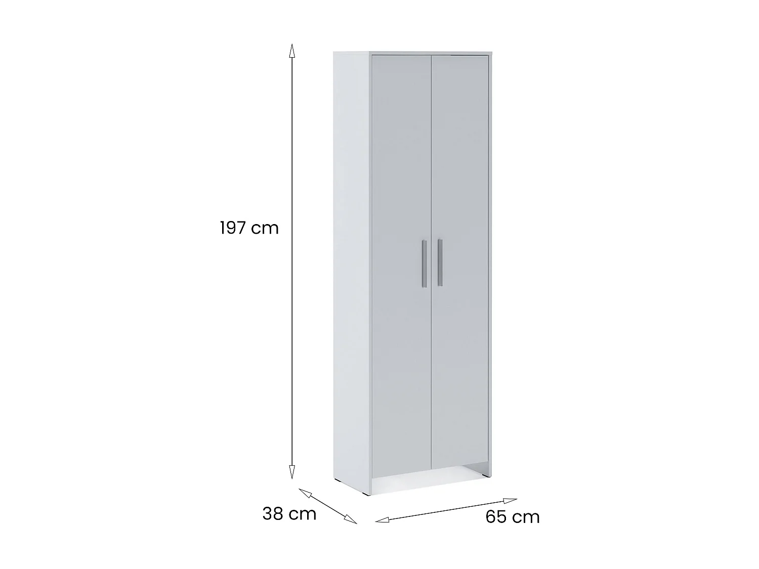 Schuhschrank Dabakumo, Schuhregal, Mehrzweck-Eingangsgarderobe, Möbel für Schuhe, 65x38h197 cm, Weiß