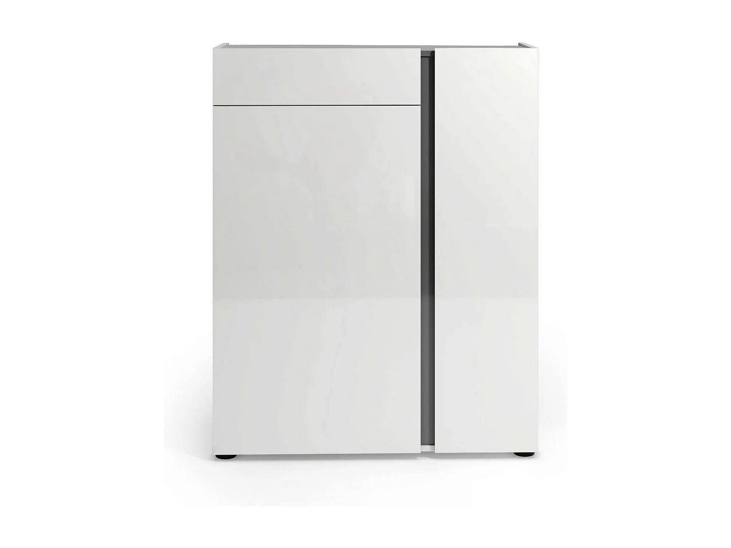 Meuble à chaussures Cairo, Meuble à chaussures, Armoire d'entrée polyvalente, Rangement pour chaussures, Made in Italy, 91x33h115 cm, Blanc brillant et anthracite