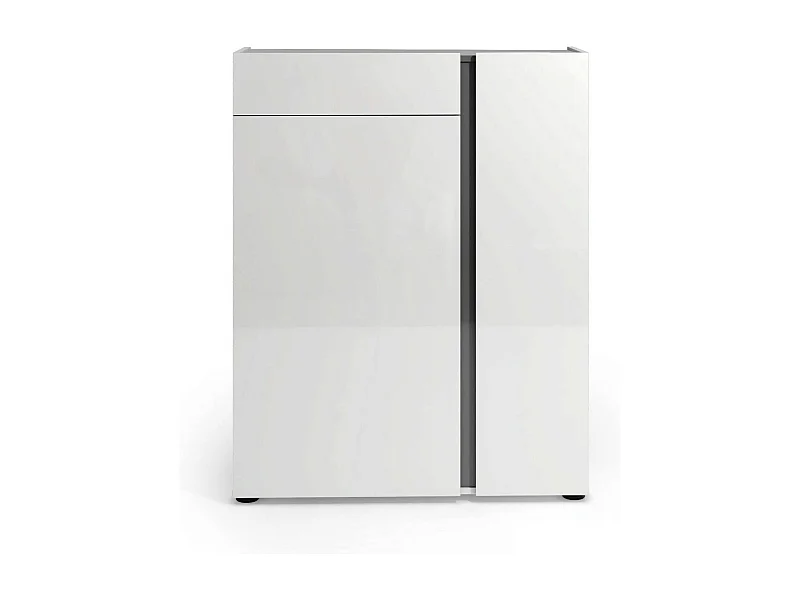 Meuble à chaussures Cairo, Meuble à chaussures, Armoire d'entrée polyvalente, Rangement pour chaussures, Made in Italy, 91x33h115 cm, Blanc brillant et anthracite