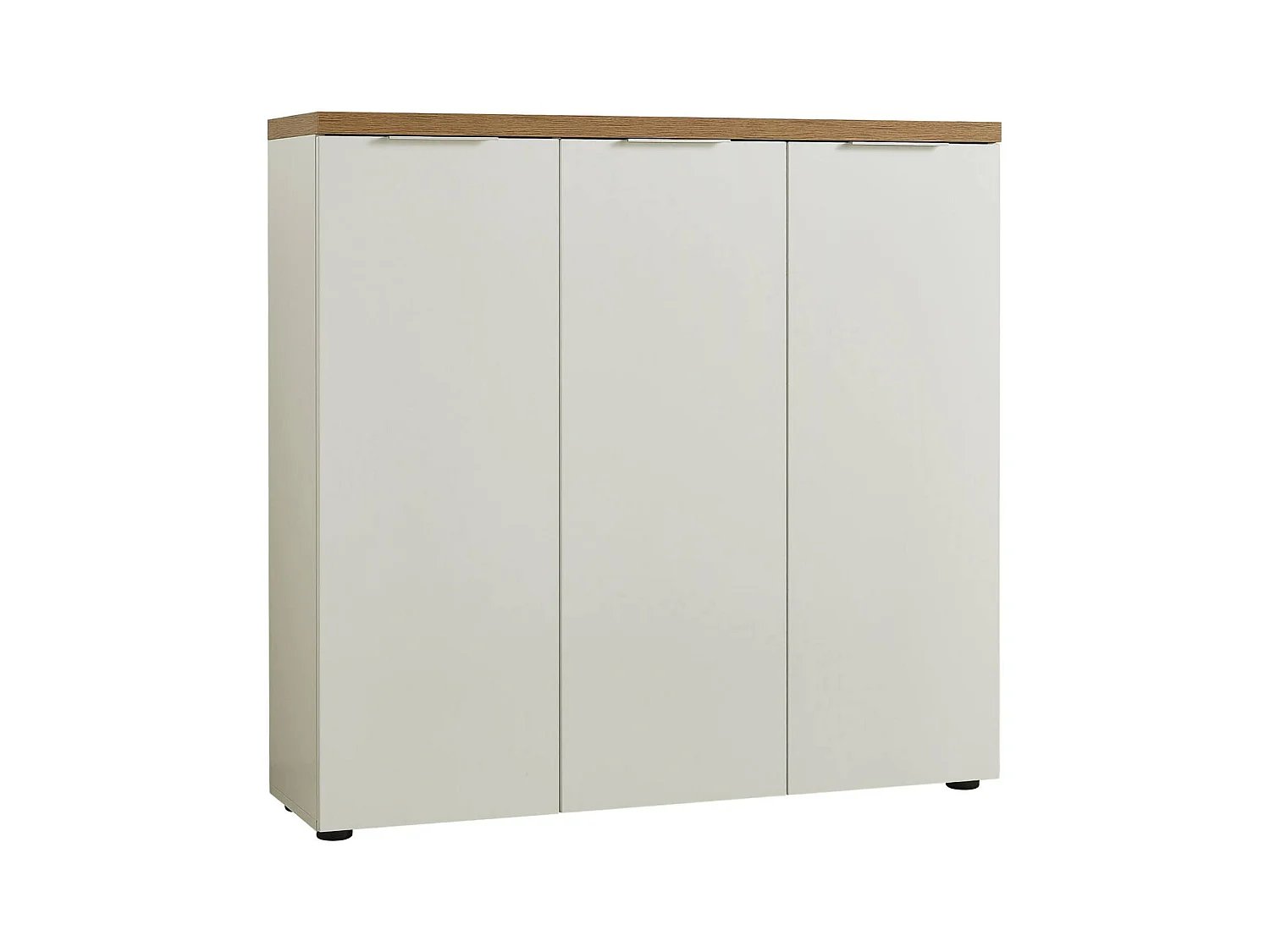 Dmora - Scarpiera Aspidistra, 122x34h115 cm, Bianco lucido e Rovere