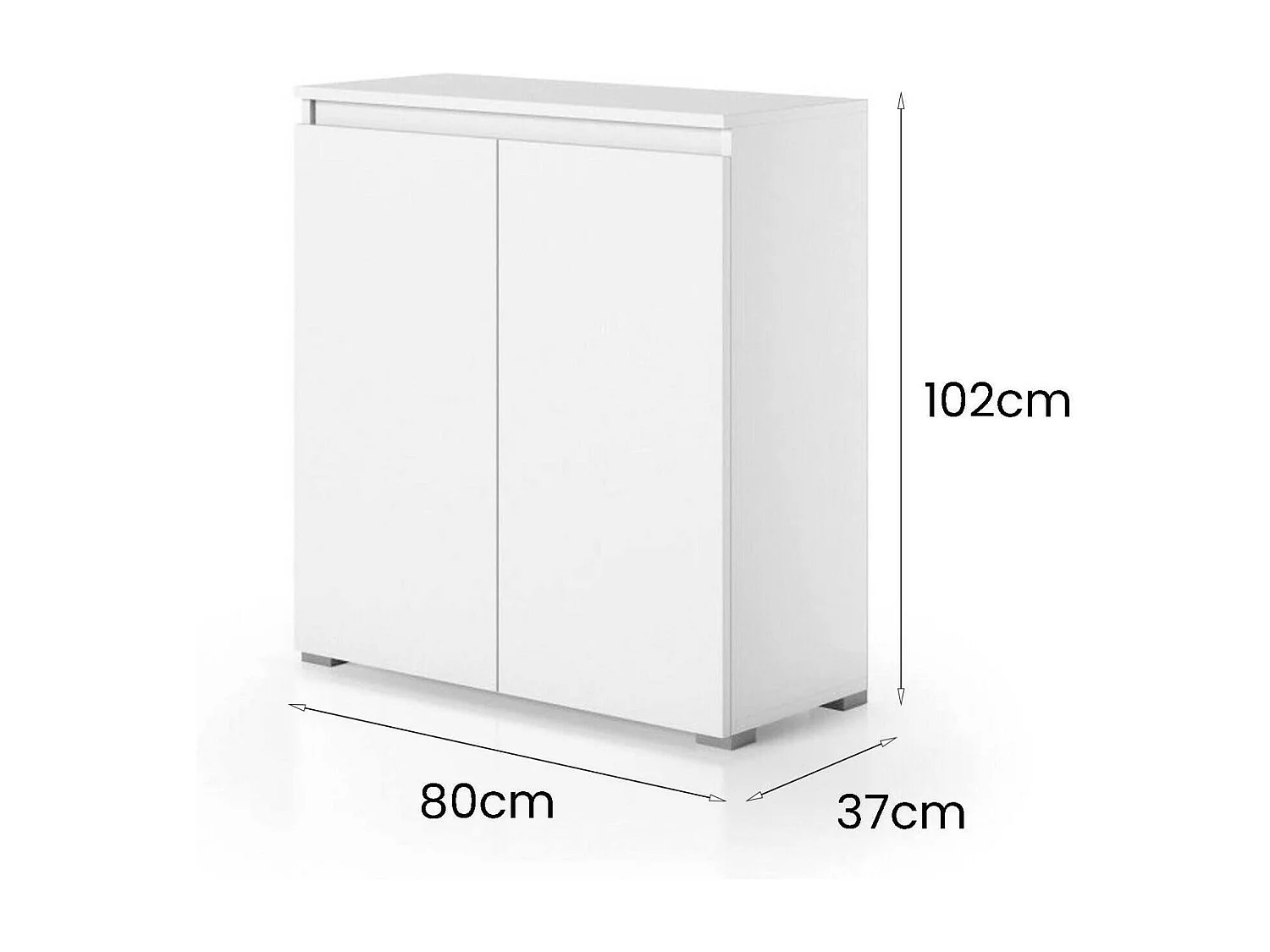 Dballarin Schoenenrek, Multifunctioneel Mobiel,2-deurs ruimtebesparend schoenenrek, Opbergkast met planken, 100% Made in Italy, 80x37h102 cm, Wit