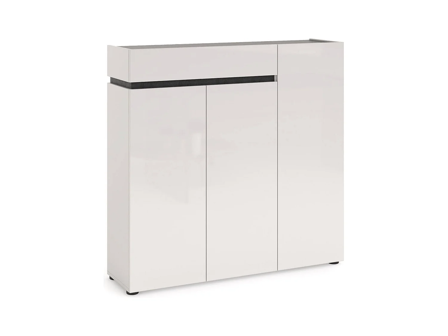 Dmora - Scarpiera Joji, 120x34h115 cm, Bianco lucido e Antracite