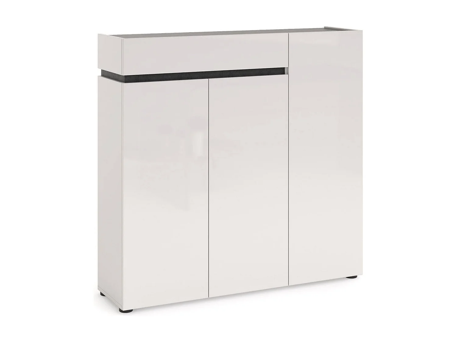 Meuble à chaussures Joji, 26 paires, fabriqué en Italie, 120x34x115h cm blanc laqué, armoire à chaussures, un tiroir, 10 étagères