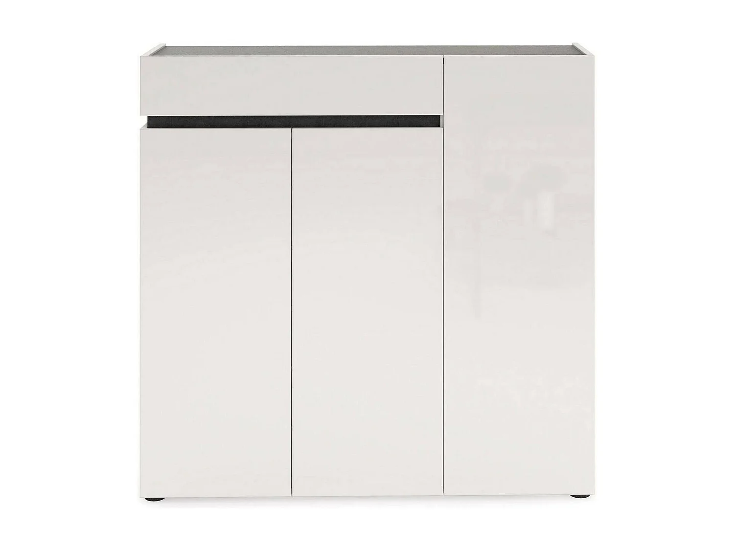 Meuble à chaussures Joji, 26 paires, fabriqué en Italie, 120x34x115h cm blanc laqué, armoire à chaussures, un tiroir, 10 étagères