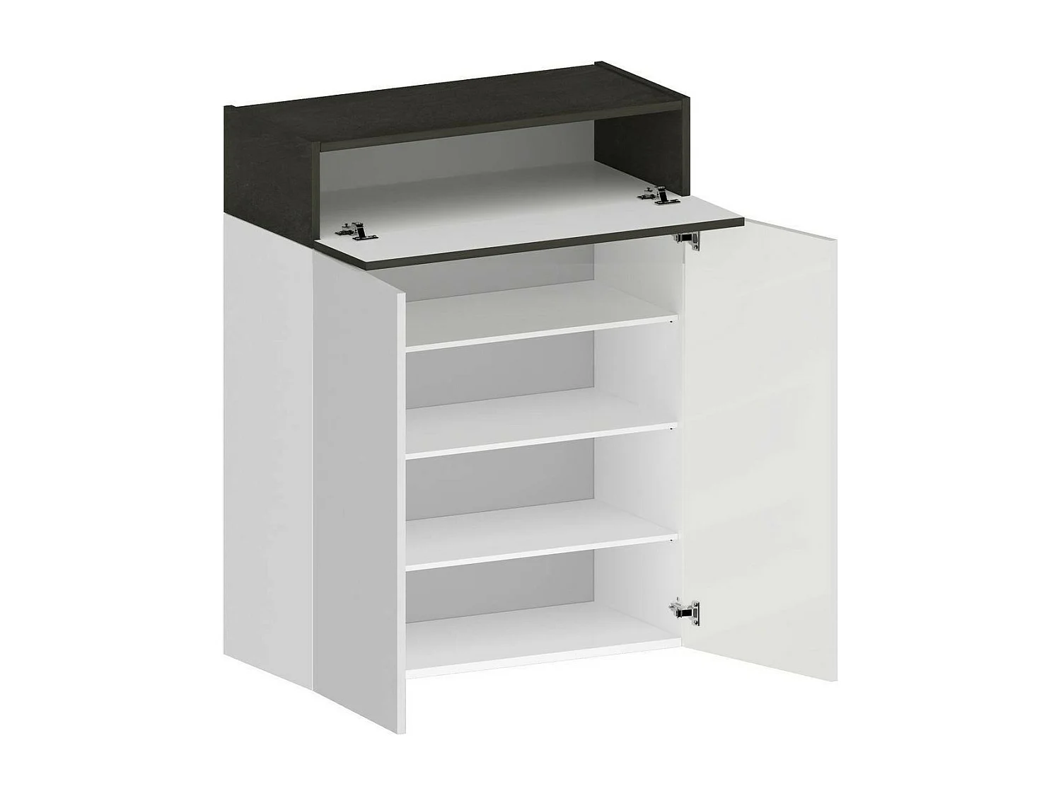 Étagère à chaussures Oliviero, étagère à chaussures peu encombrante à 3 portes, armoire d'entrée multifonctionnelle, 76x38h100 cm, Blanc et Ardoise