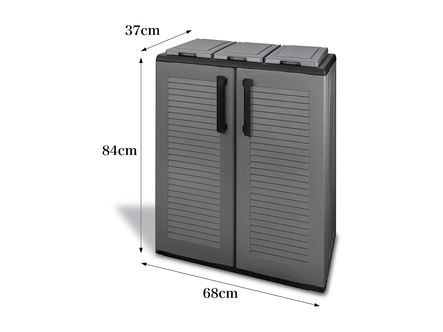 Lixeira Dagostin, Lixeira, Lixeira de 2 portas, 100% Made in Italy, 68x37h84 cm, Cinza e Preto, Acabamento em linhas