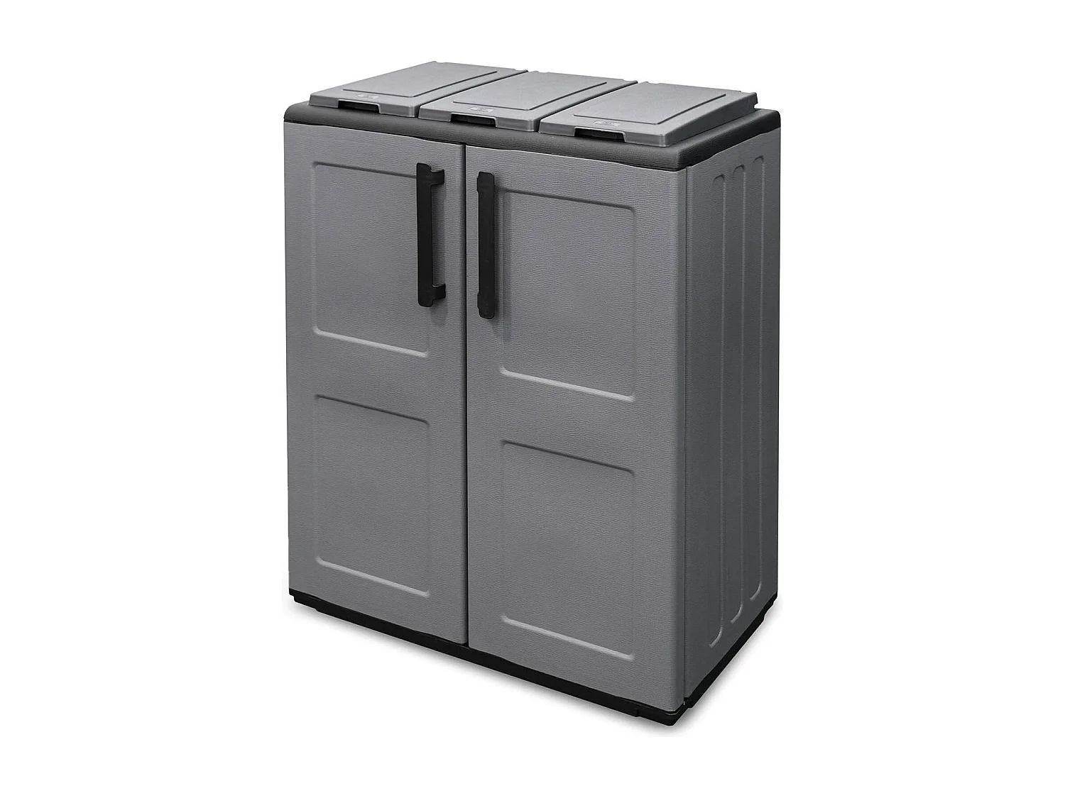 Dagostin afvalbak, afvalhouder, gescheiden inzamelbak met 2 deuren, 100% Made in Italy, 68x37h84 cm, Grijs en Zwart, ruitafruiting