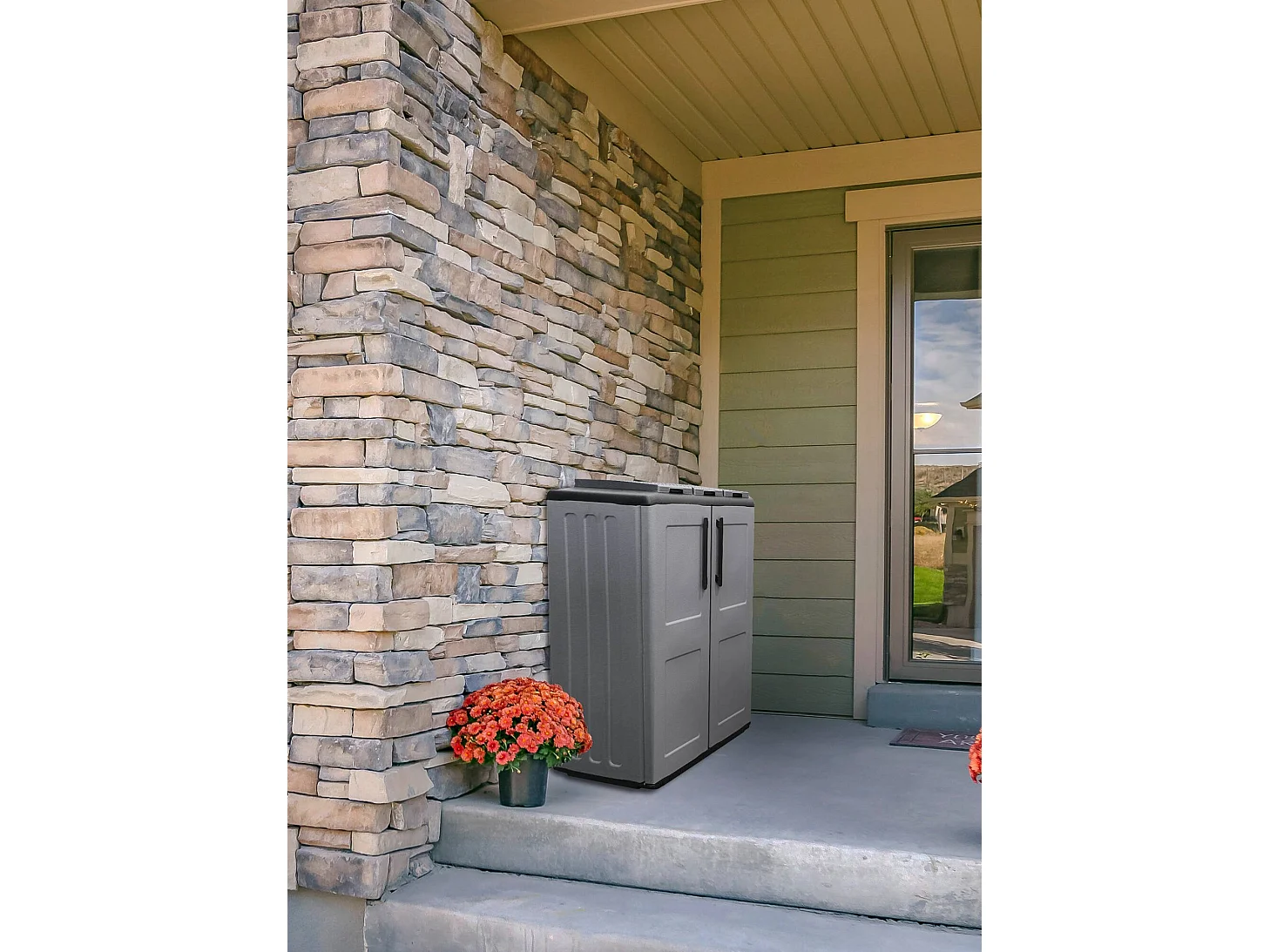 Dagostin afvalbak, afvalhouder, gescheiden inzamelbak met 2 deuren, 100% Made in Italy, 68x37h84 cm, Grijs en Zwart, ruitafruiting