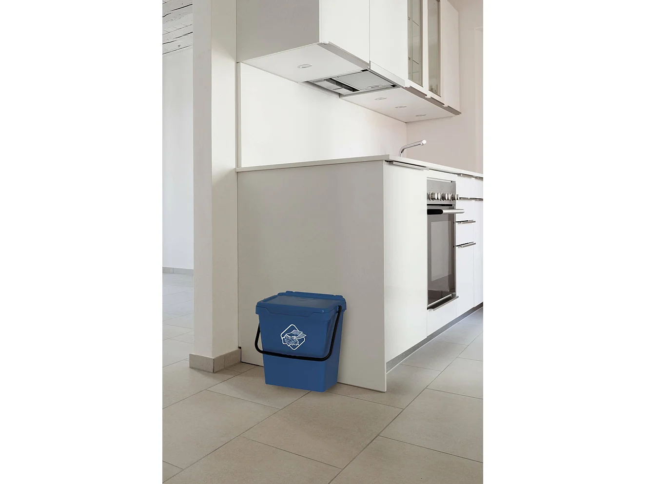 Poubelle Stavelot, poubelle, poubelle de recyclage, poubelle, 100% Made in Italy, 40x31h39 cm, Bleu