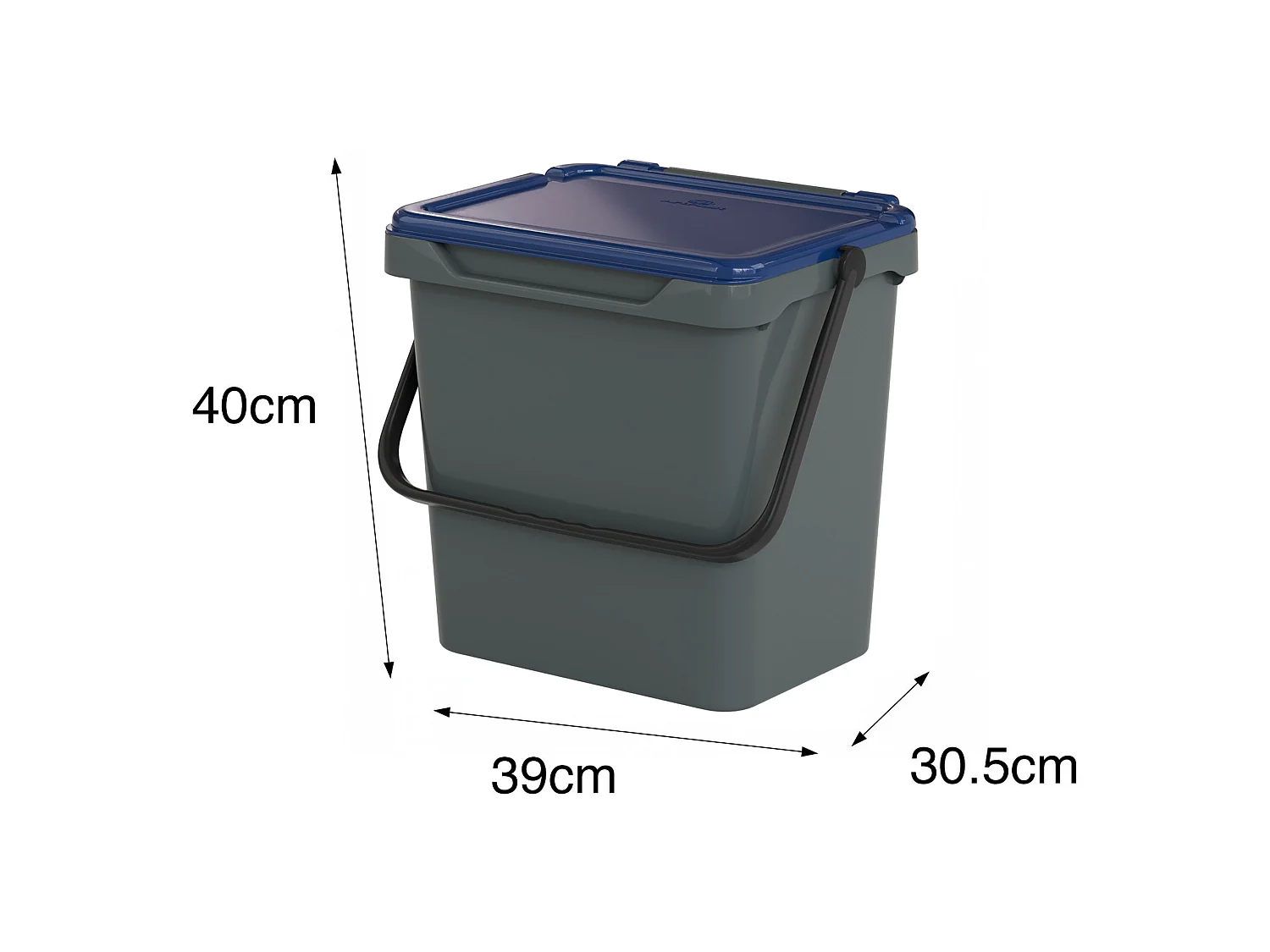 Lixeira Foscas, capacidade 34 lt, feita na Itália, 40x31x39h cm azul, contentor para resíduos, um cesto
