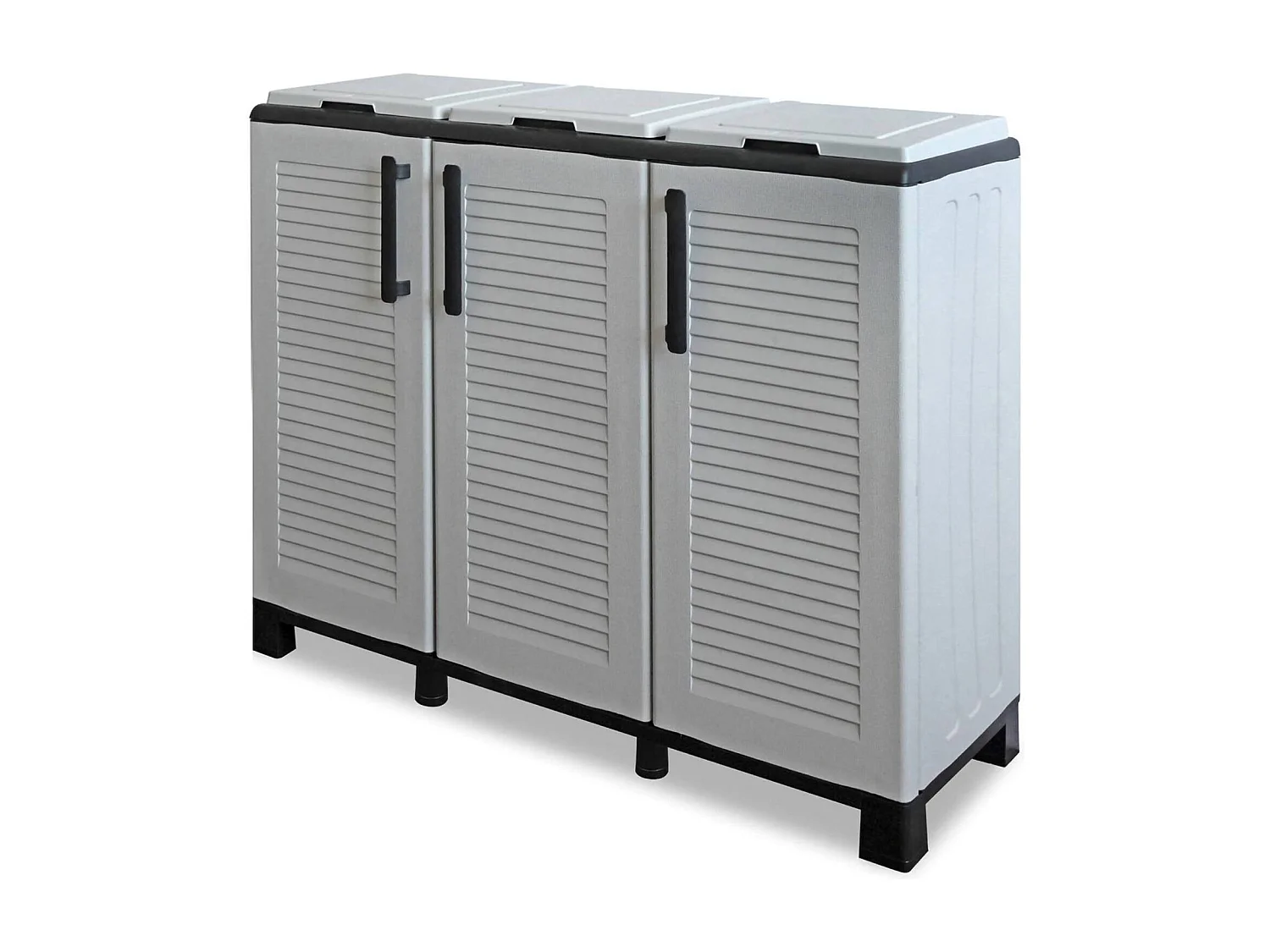 Poubelle Virton, Poubelle pour déchets, Poubelle de recyclage, 100% Made in Italy, 102x37h90 cm, Gris clair et noir