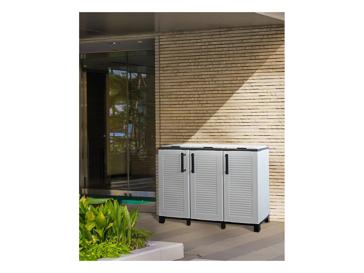 Dbacchett vuilnisbak, afvalbak voorR prullenbak, Aparte opvangbak, 100% Made in Italy, 102x37h90 cm, Lichtgrijs en Zwart