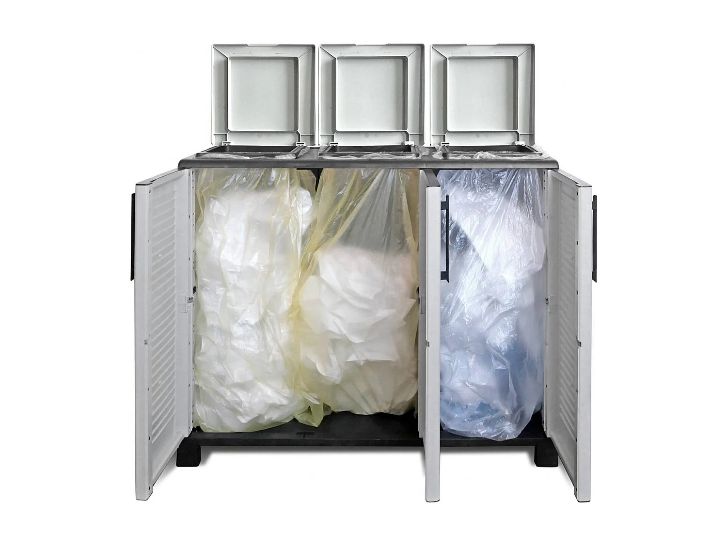 Dbacchett vuilnisbak, afvalbak voorR prullenbak, Aparte opvangbak, 100% Made in Italy, 102x37h90 cm, Lichtgrijs en Zwart