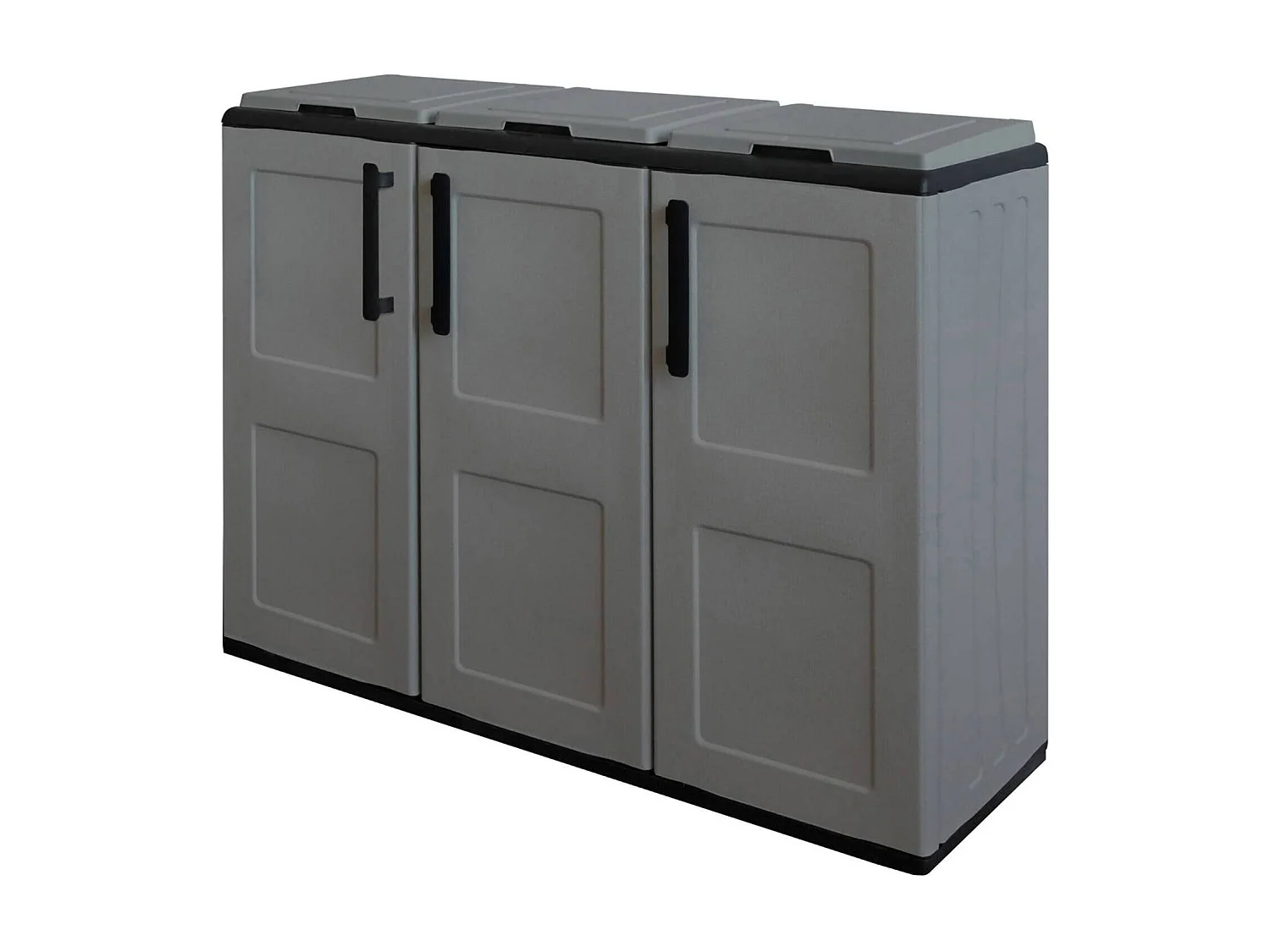 Poubelle Aalst, poubelle, poubelle 3 portes, 100% Made in Italy, 102x37h84 cm, Gris et Noir, finition carrée