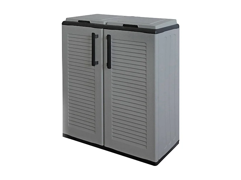 Dagliett cubo de basura, papelera, contenedor de reciclaje de 2 puertas, 100% Made in Italy, acabado a rayas, 68x37h84 cm, Gris y Negro