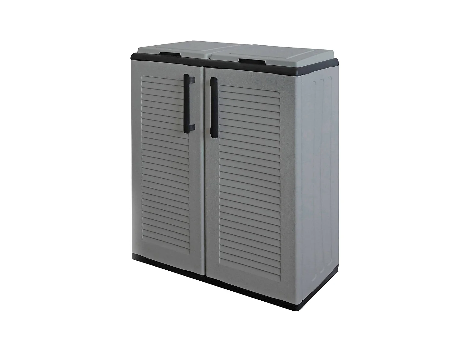 Poubelle Aarschot, poubelle, poubelle de recyclage 2 portes, 100% Made in Italy, 68x37h84 cm, Gris et Noir, finition rayée
