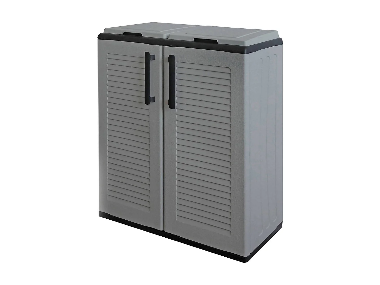 Poubelle Aarschot, poubelle, poubelle de recyclage 2 portes, 100% Made in Italy, 68x37h84 cm, Gris et Noir, finition rayée