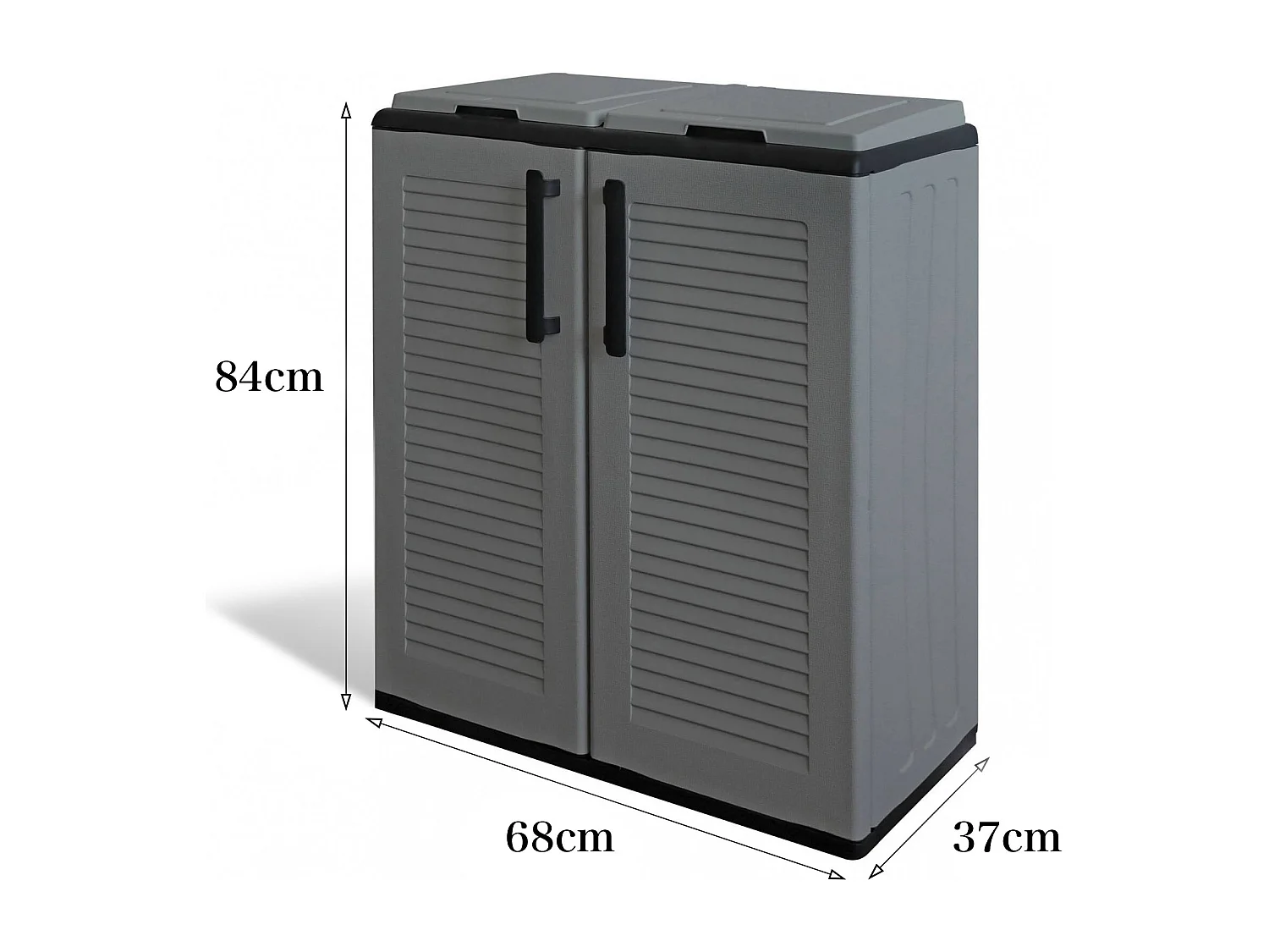 Poubelle Aarschot, poubelle, poubelle de recyclage 2 portes, 100% Made in Italy, 68x37h84 cm, Gris et Noir, finition rayée