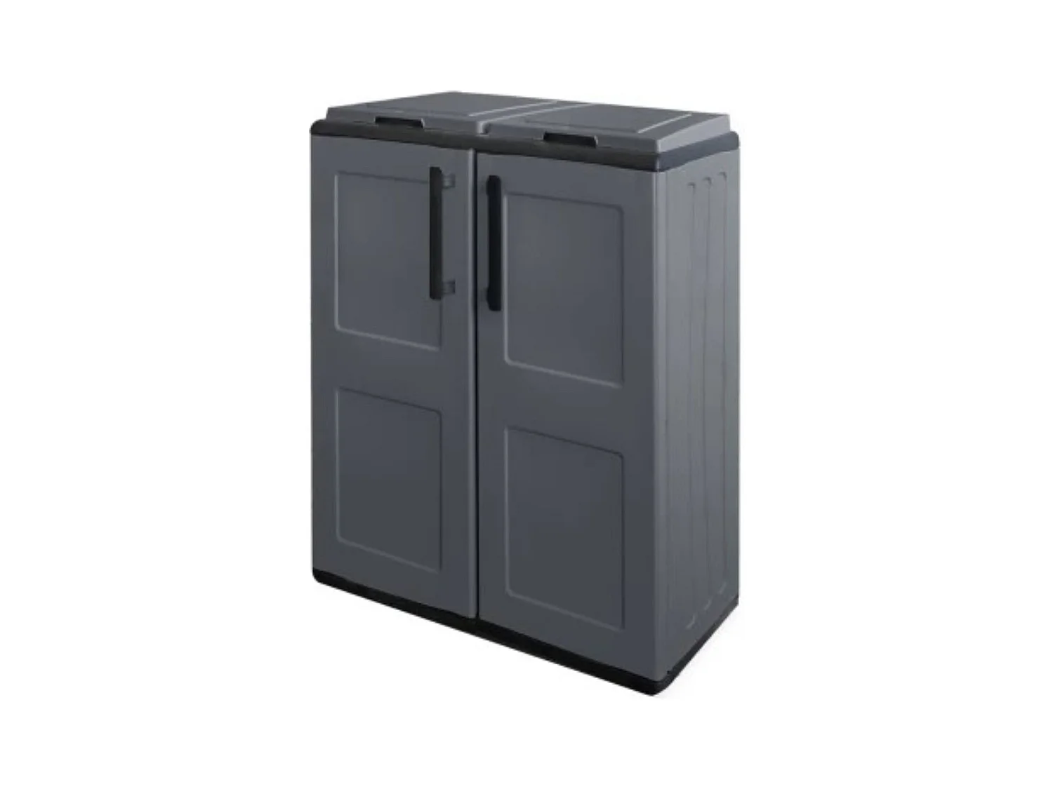 Poubelle Aarschot, poubelle, poubelle de recyclage 2 portes, 100% Made in Italy, 68x37h84 cm, Gris et Noir, finition carrée
